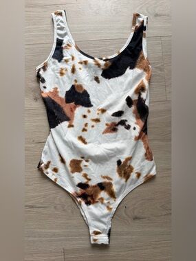 Nylon Apparel Cow Print Bodysuit